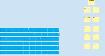 Blue colors boxes with numbers