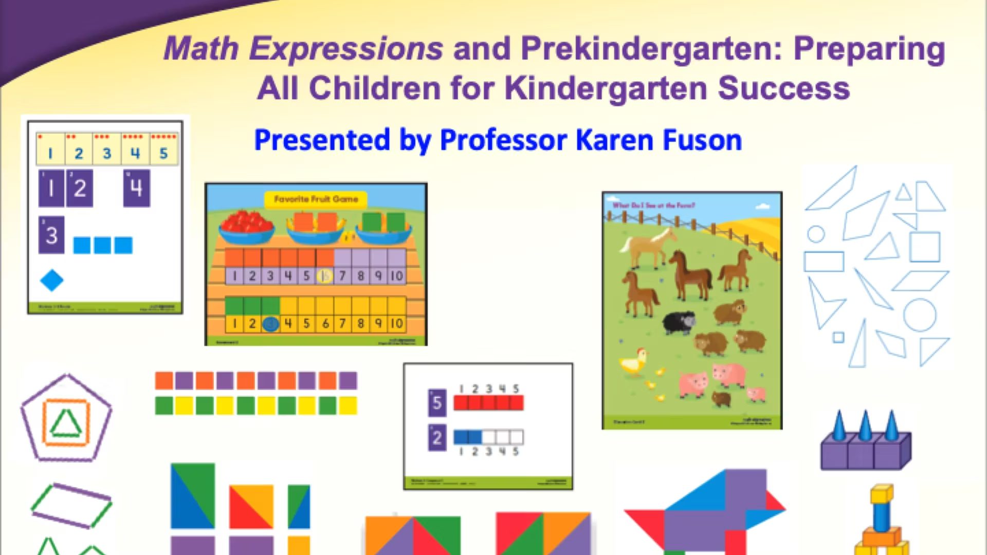 A poster of math expressions and prekindergarten, by karen fuson